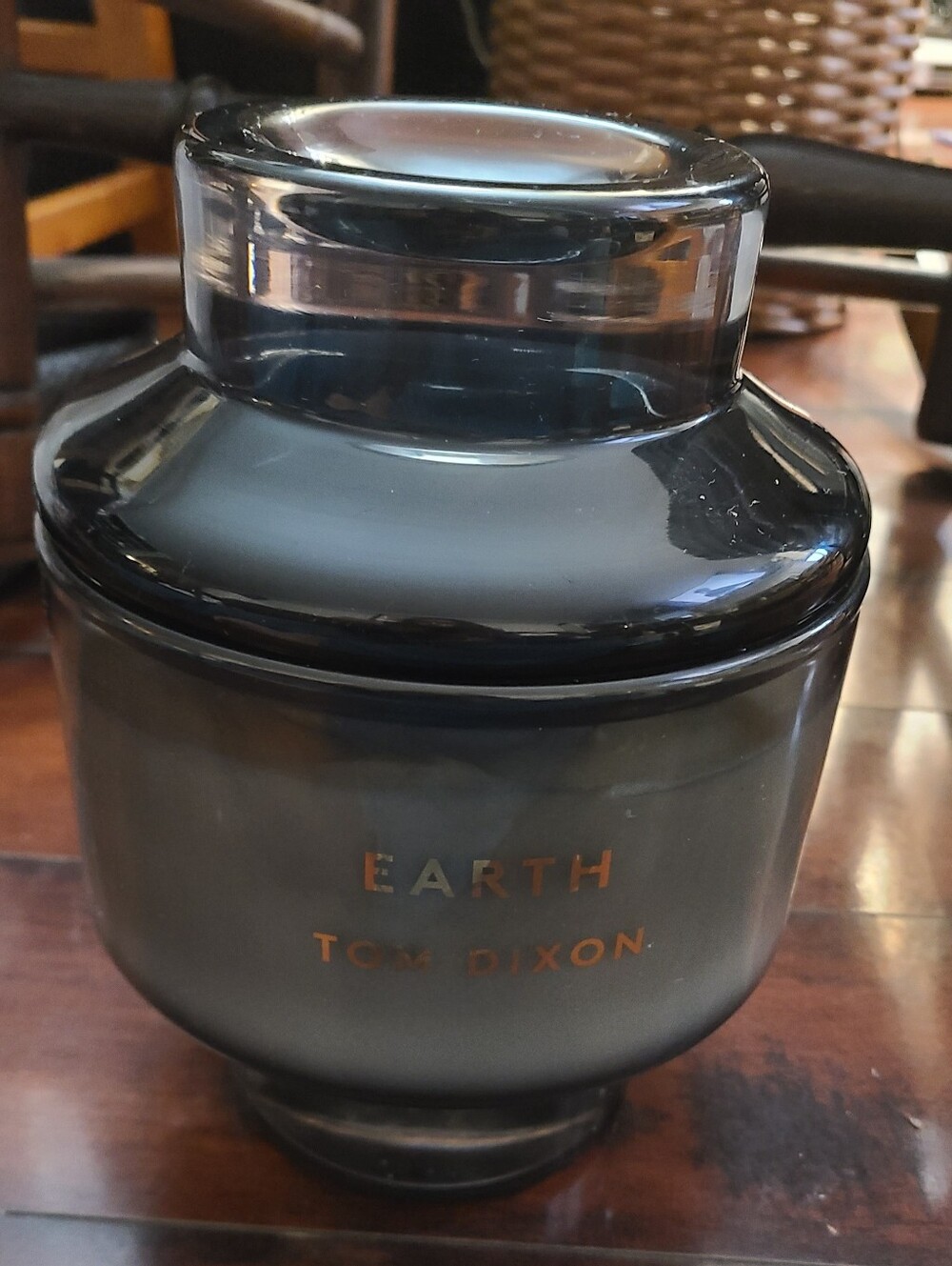 Tom Dixon Earth Scented Large Jar Candle Black Glass Multiple Wicks 6 in